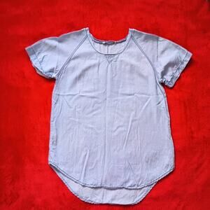 Caterpillar CAT Shirt Blouse Light Blue Chambray Women Sz S Western Cottagecore